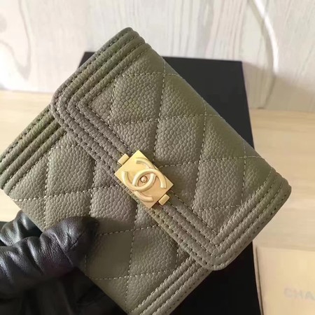 Boy Chanel Matelasse Bi-Fold Wallet Cannage Pattern CHA5261 Green Boy Chanel Matelasse Bi-Fold Wallet Cannage Pattern CHA5261 Green