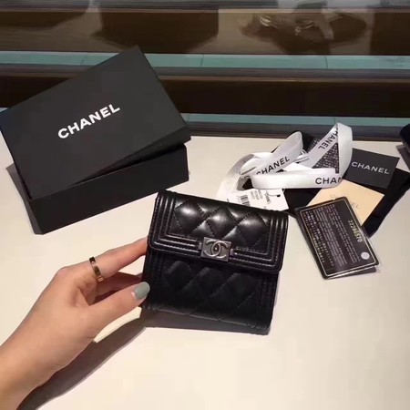 Boy Chanel Matelasse Bi-Fold Wallet Sheepskin CHA5261 Black Boy Chanel Matelasse Bi-Fold Wallet Sheepskin CHA5261 Black