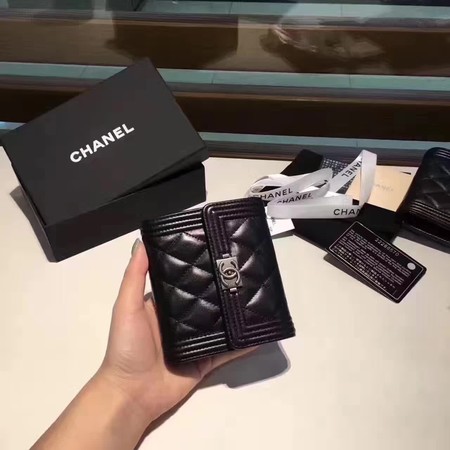 Boy Chanel Matelasse Bi-Fold Wallet Sheepskin CHA5261 Black Boy Chanel Matelasse Bi-Fold Wallet Sheepskin CHA5261 Black