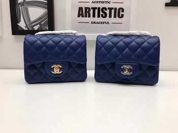 Chanel Classic MINI Flap Bag Original Sheepskin Leather A1115 Blue Chanel Classic MINI Flap Bag Original Sheepskin Leather A1115 Blue