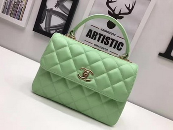 Chanel Classic Top Handle Bag Original Sheepskin Leather A92991 Green Chanel Classic Top Handle Bag Original Sheepskin Leather A92991 Green