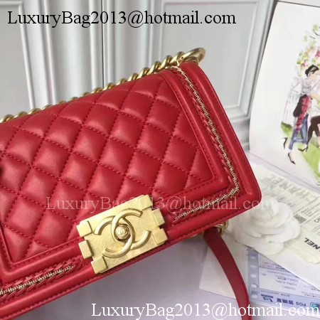 Boy Chanel Flap Shoulder Bag Sheepskin Leather A67085E Red Boy Chanel Flap Shoulder Bag Sheepskin Leather A67085E Red