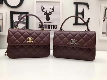 Chanel Classic Top Handle Bag Original Sheepskin Leather A92991 Wine Chanel Classic Top Handle Bag Original Sheepskin Leather A92991 Wine