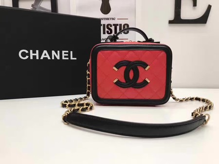 Chanel Cosmetic Bag Original Cannage Pattern A93341 Red&Black Chanel Cosmetic Bag Original Cannage Pattern A93341 Red&Black