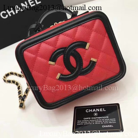 Chanel Cosmetic Bag Original Cannage Pattern A93341 Red&Black Chanel Cosmetic Bag Original Cannage Pattern A93341 Red&Black