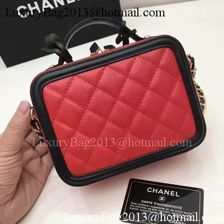 Chanel Cosmetic Bag Original Cannage Pattern A93341 Red&Black Chanel Cosmetic Bag Original Cannage Pattern A93341 Red&Black