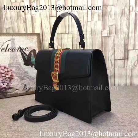 Gucci Sylvie Leather Top Handle Bag 431665 Black Gucci Sylvie Leather Top Handle Bag 431665 Black