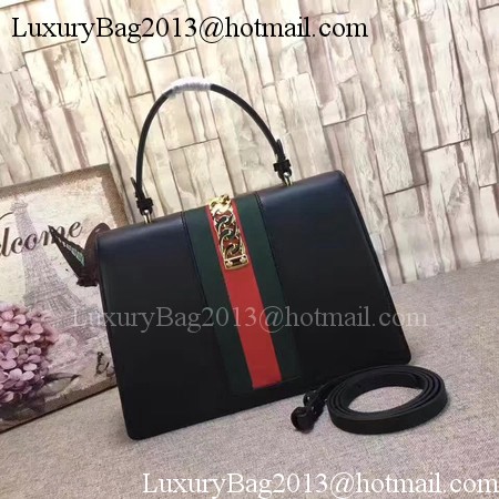 Gucci Sylvie Leather Top Handle Bag 431665 Black Gucci Sylvie Leather Top Handle Bag 431665 Black