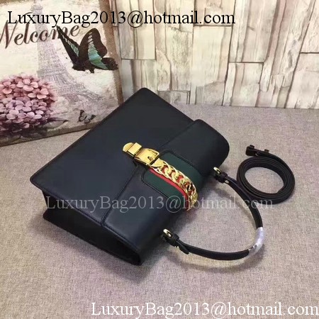 Gucci Sylvie Leather Top Handle Bag 431665 Black Gucci Sylvie Leather Top Handle Bag 431665 Black