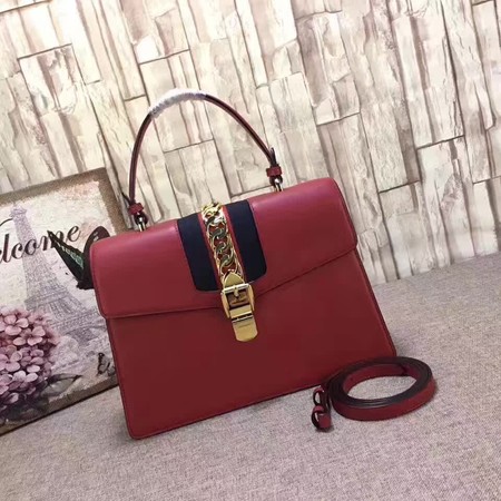 Gucci Sylvie Leather Top Handle Bag 431665 Red Gucci Sylvie Leather Top Handle Bag 431665 Red