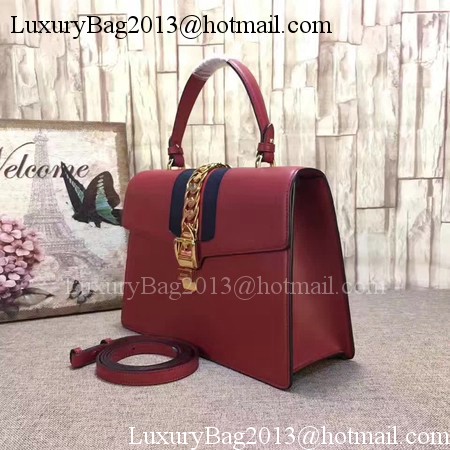 Gucci Sylvie Leather Top Handle Bag 431665 Red Gucci Sylvie Leather Top Handle Bag 431665 Red