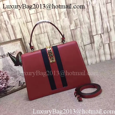 Gucci Sylvie Leather Top Handle Bag 431665 Red Gucci Sylvie Leather Top Handle Bag 431665 Red