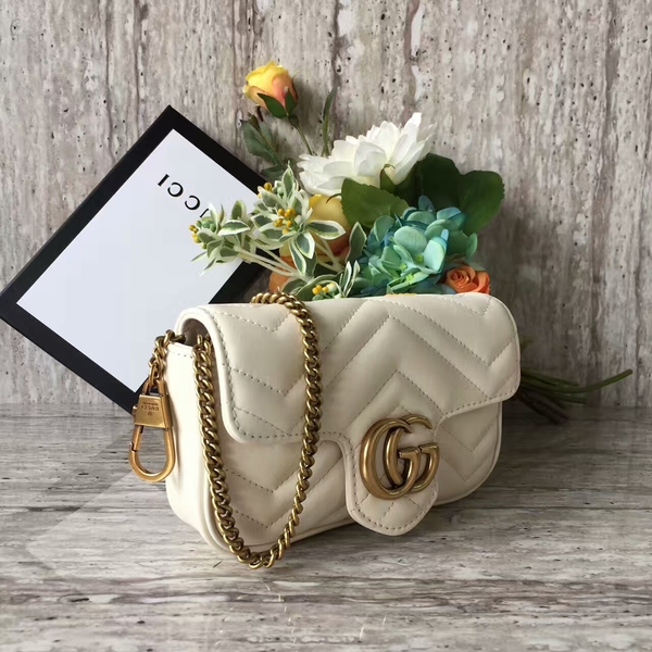 Gucci GG Marmont Nano Shoulder Bag 476433A White Gucci GG Marmont Nano Shoulder Bag 476433A White