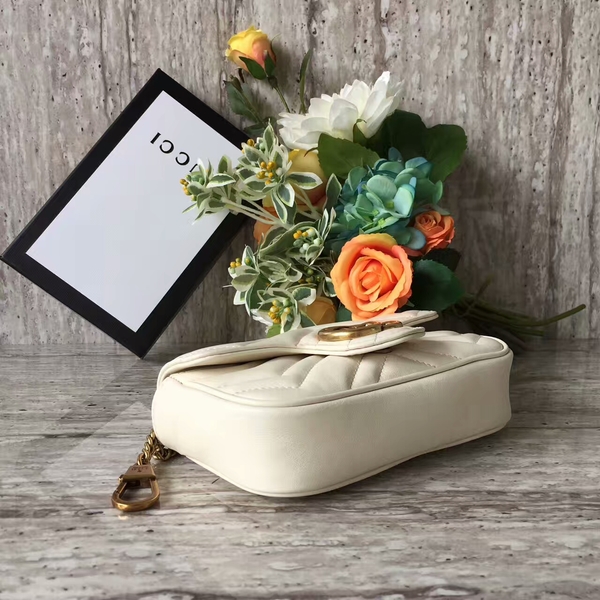 Gucci GG Marmont Nano Shoulder Bag 476433A White Gucci GG Marmont Nano Shoulder Bag 476433A White