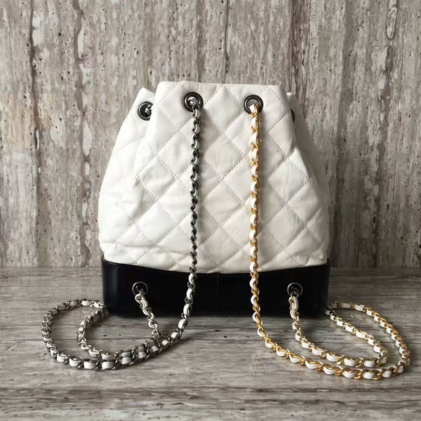 Chanel Sheepskin Leather Backpack 93825 White Chanel Sheepskin Leather Backpack 93825 White