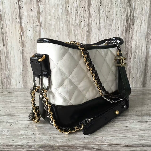 Chanel Gabrielly Calf Leather Shoulder Bag 93823 Black&White Chanel Gabrielly Calf Leather Shoulder Bag 93823 Black&White