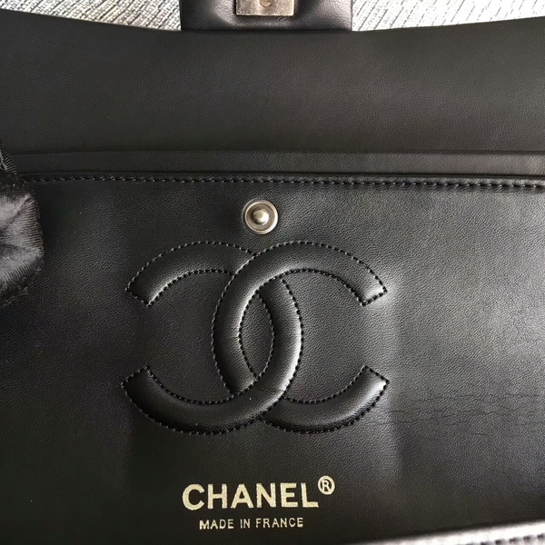 Chanel Flap Shoulder Bags Black Original Sheepskin CF1112 Silver Chanel Flap Shoulder Bags Black Original Sheepskin CF1112 Silver