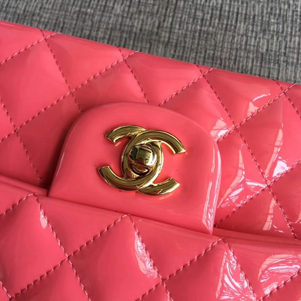 Chanel Flap Shoulder Bags Pink Original Patent Leather CF1112 Gold Chanel Flap Shoulder Bags Pink Original Patent Leather CF1112 Gold