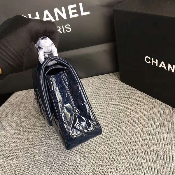 Chanel Flap Shoulder Bags Dark Blue Original Patent Leather CF1112 Silver Chanel Flap Shoulder Bags Dark Blue Original Patent Leather CF1112 Silver