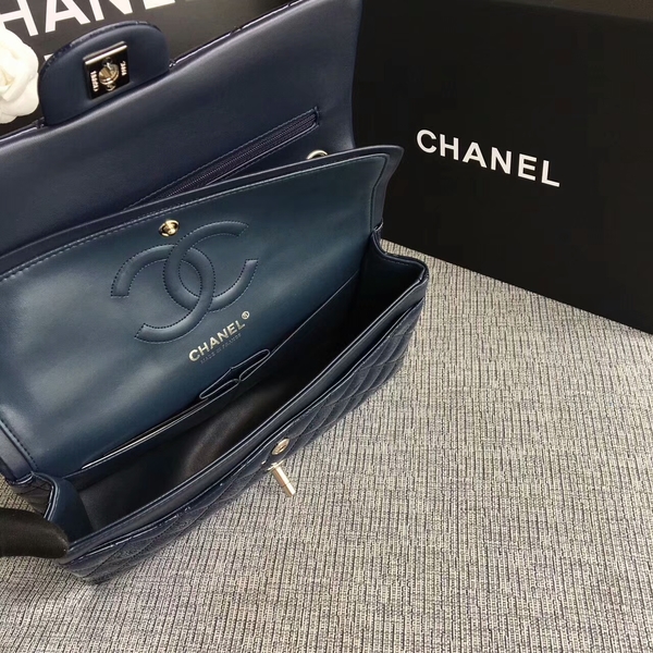 Chanel Flap Shoulder Bags Dark Blue Original Patent Leather CF1112 Silver Chanel Flap Shoulder Bags Dark Blue Original Patent Leather CF1112 Silver