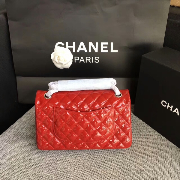 Chanel Flap Shoulder Bags Red Original Patent Leather CF1112 Silver Chanel Flap Shoulder Bags Red Original Patent Leather CF1112 Silver