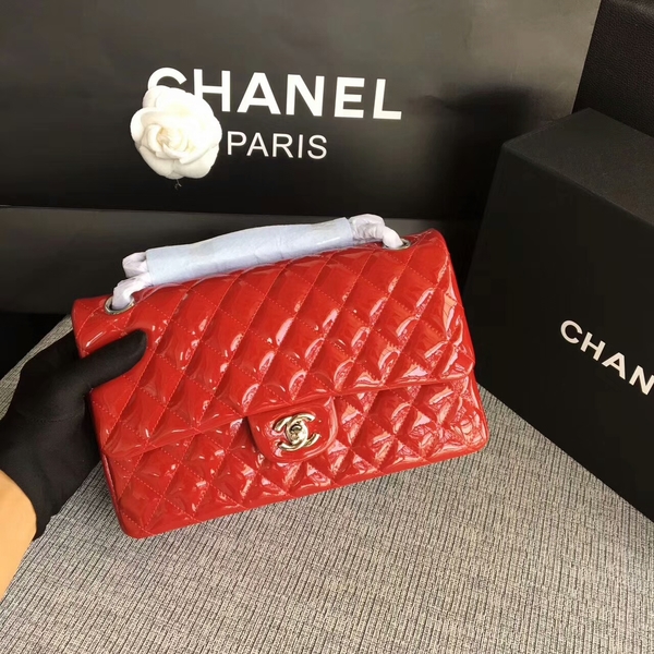 Chanel Flap Shoulder Bags Red Original Patent Leather CF1112 Silver Chanel Flap Shoulder Bags Red Original Patent Leather CF1112 Silver