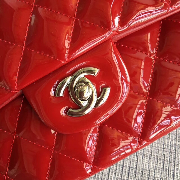 Chanel Flap Shoulder Bags Red Original Patent Leather CF1112 Silver Chanel Flap Shoulder Bags Red Original Patent Leather CF1112 Silver