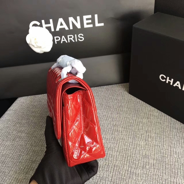 Chanel Flap Shoulder Bags Red Original Patent Leather CF1112 Silver Chanel Flap Shoulder Bags Red Original Patent Leather CF1112 Silver