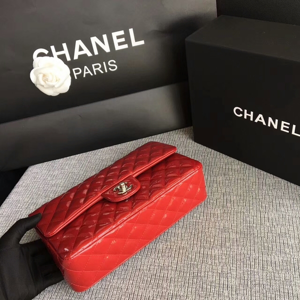 Chanel Flap Shoulder Bags Red Original Patent Leather CF1112 Silver Chanel Flap Shoulder Bags Red Original Patent Leather CF1112 Silver