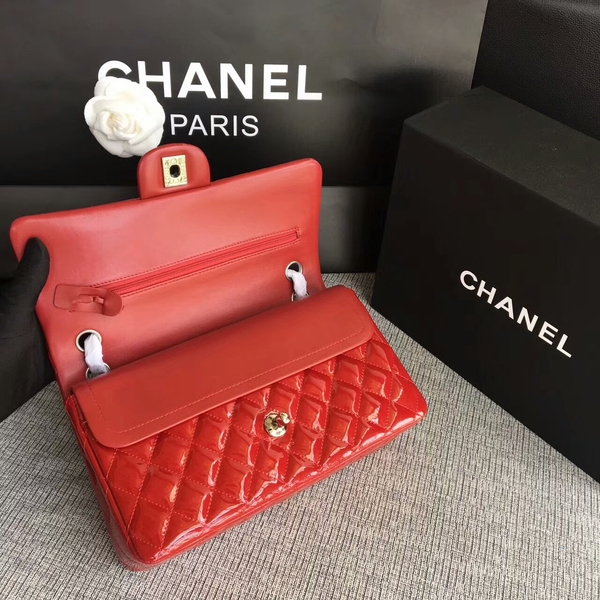 Chanel Flap Shoulder Bags Red Original Patent Leather CF1112 Silver Chanel Flap Shoulder Bags Red Original Patent Leather CF1112 Silver