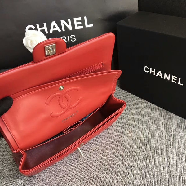 Chanel Flap Shoulder Bags Red Original Patent Leather CF1112 Silver Chanel Flap Shoulder Bags Red Original Patent Leather CF1112 Silver