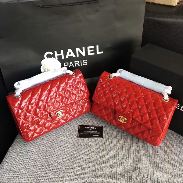 Chanel Flap Shoulder Bags Red Original Patent Leather CF1112 Silver Chanel Flap Shoulder Bags Red Original Patent Leather CF1112 Silver