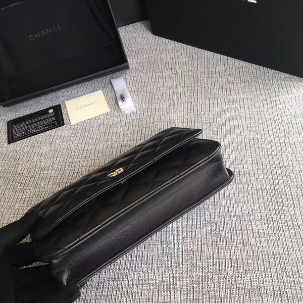 Chanel WOC Flap Bag Black Original Sheepskin Leather 33814 Glod Chanel WOC Flap Bag Black Original Sheepskin Leather 33814 Glod