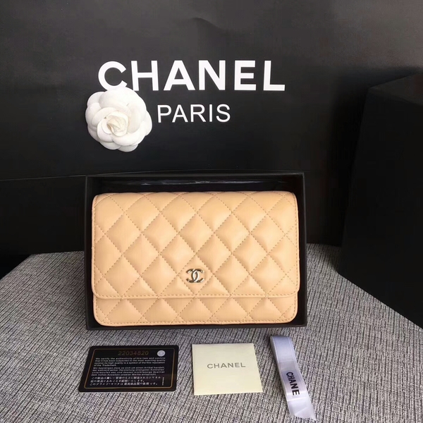Chanel WOC Flap Bag Camel Original Sheepskin Leather 33814 Silver Chanel WOC Flap Bag Camel Original Sheepskin Leather 33814 Silver