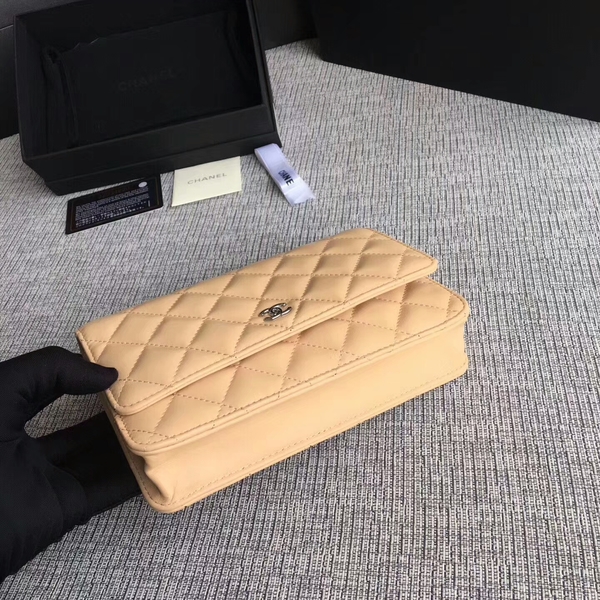 Chanel WOC Flap Bag Camel Original Sheepskin Leather 33814 Silver Chanel WOC Flap Bag Camel Original Sheepskin Leather 33814 Silver