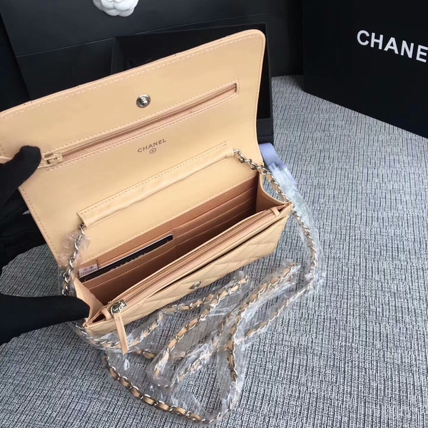 Chanel WOC Flap Bag Camel Original Sheepskin Leather 33814 Silver Chanel WOC Flap Bag Camel Original Sheepskin Leather 33814 Silver