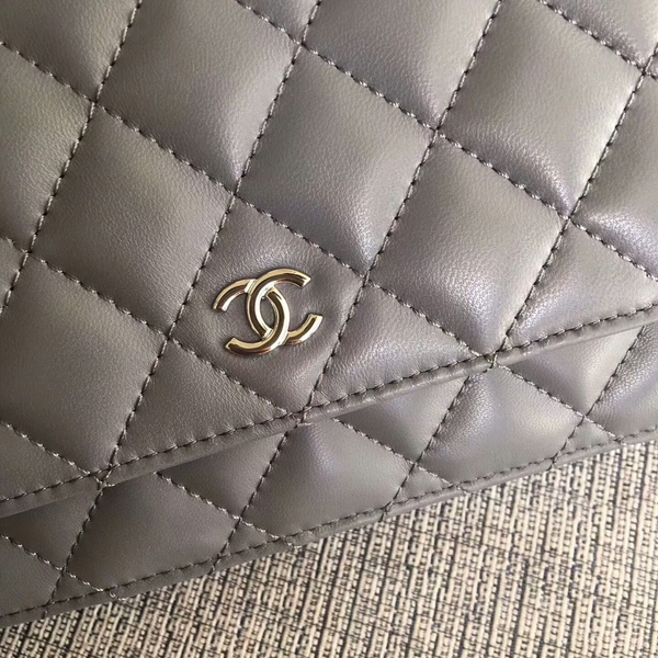 Chanel WOC Flap Bag Grey Original Sheepskin Leather 33814 Silver Chanel WOC Flap Bag Grey Original Sheepskin Leather 33814 Silver