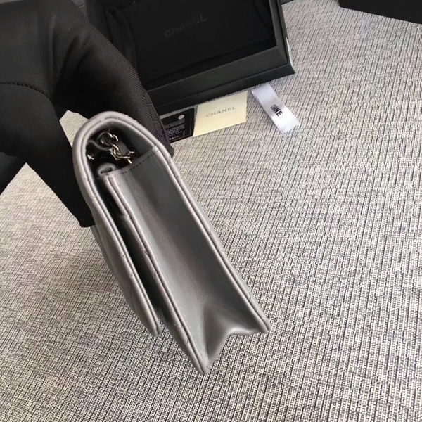 Chanel WOC Flap Bag Grey Original Sheepskin Leather 33814 Silver Chanel WOC Flap Bag Grey Original Sheepskin Leather 33814 Silver