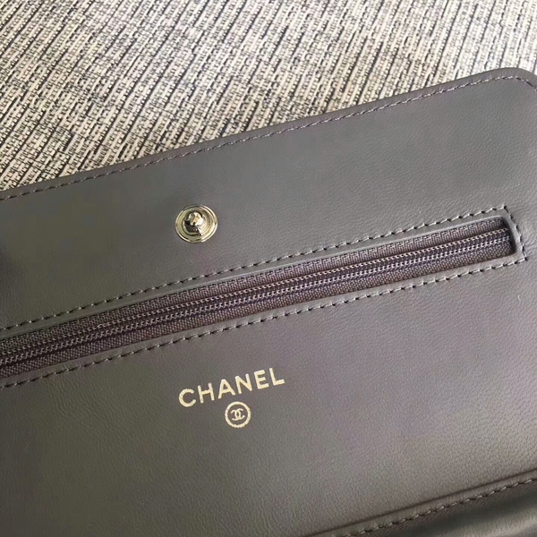 Chanel WOC Flap Bag Grey Original Sheepskin Leather 33814 Silver Chanel WOC Flap Bag Grey Original Sheepskin Leather 33814 Silver