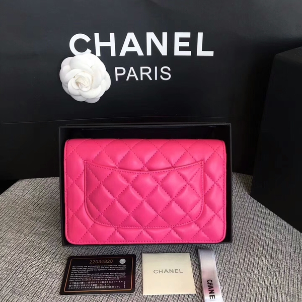 Chanel WOC Flap Bag Pink Original Sheepskin Leather 33814 Silver Chanel WOC Flap Bag Pink Original Sheepskin Leather 33814 Silver