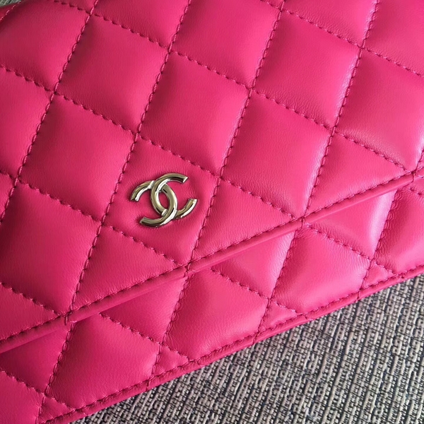 Chanel WOC Flap Bag Pink Original Sheepskin Leather 33814 Silver Chanel WOC Flap Bag Pink Original Sheepskin Leather 33814 Silver