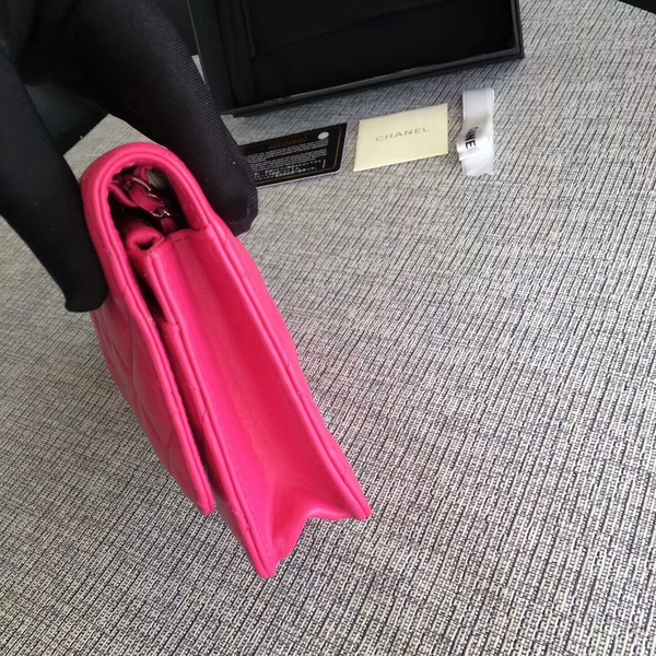 Chanel WOC Flap Bag Pink Original Sheepskin Leather 33814 Silver Chanel WOC Flap Bag Pink Original Sheepskin Leather 33814 Silver