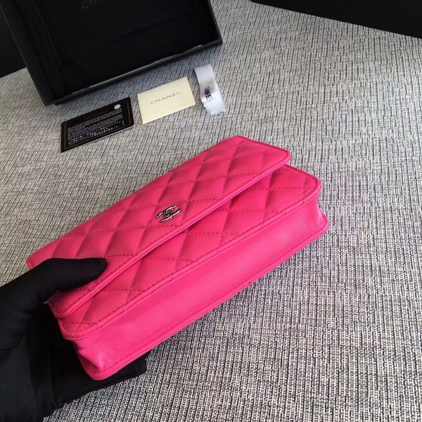 Chanel WOC Flap Bag Pink Original Sheepskin Leather 33814 Silver Chanel WOC Flap Bag Pink Original Sheepskin Leather 33814 Silver