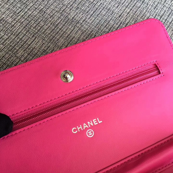 Chanel WOC Flap Bag Pink Original Sheepskin Leather 33814 Silver Chanel WOC Flap Bag Pink Original Sheepskin Leather 33814 Silver