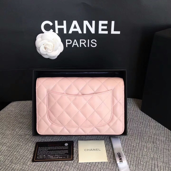 Chanel WOC Flap Bag Light Pink Original Sheepskin Leather 33814 Silver Chanel WOC Flap Bag Light Pink Original Sheepskin Leather 33814 Silver