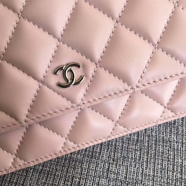 Chanel WOC Flap Bag Light Pink Original Sheepskin Leather 33814 Silver Chanel WOC Flap Bag Light Pink Original Sheepskin Leather 33814 Silver