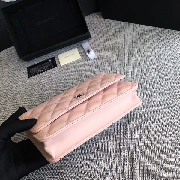 Chanel WOC Flap Bag Light Pink Original Sheepskin Leather 33814 Silver Chanel WOC Flap Bag Light Pink Original Sheepskin Leather 33814 Silver