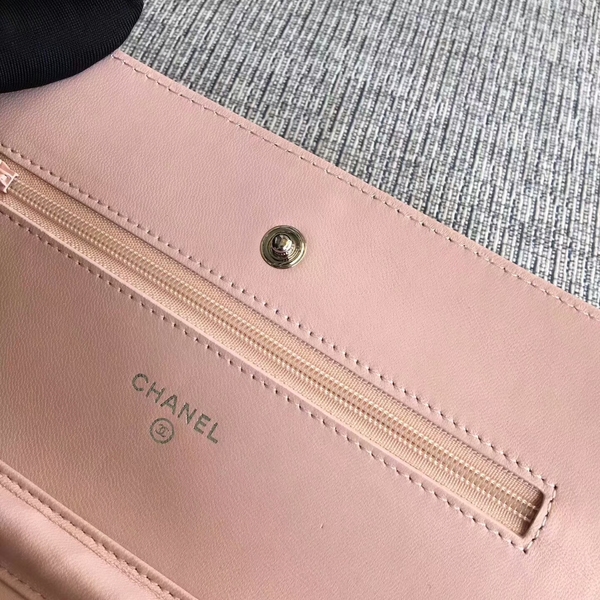 Chanel WOC Flap Bag Light Pink Original Sheepskin Leather 33814 Silver Chanel WOC Flap Bag Light Pink Original Sheepskin Leather 33814 Silver