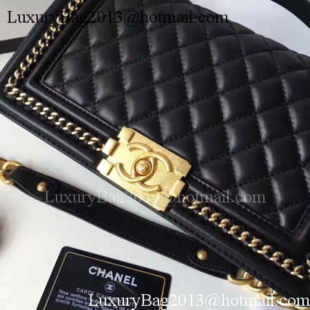Boy Chanel Top Handle Flap Bag Original Sheepskin Leather A94804 Black Boy Chanel Top Handle Flap Bag Original Sheepskin Leather A94804 Black