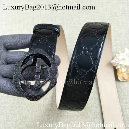 Gucci 38mm Leather Black Belt GG57098 Silver Gucci 38mm Leather Black Belt GG57098 Silver